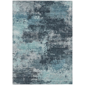 HomeRoots 5' Vibrant Teal and Navy Abstract Area Rug – Durable, Washable, Ideal for Indoor and Outdoor Spaces 8' X 10' 630660