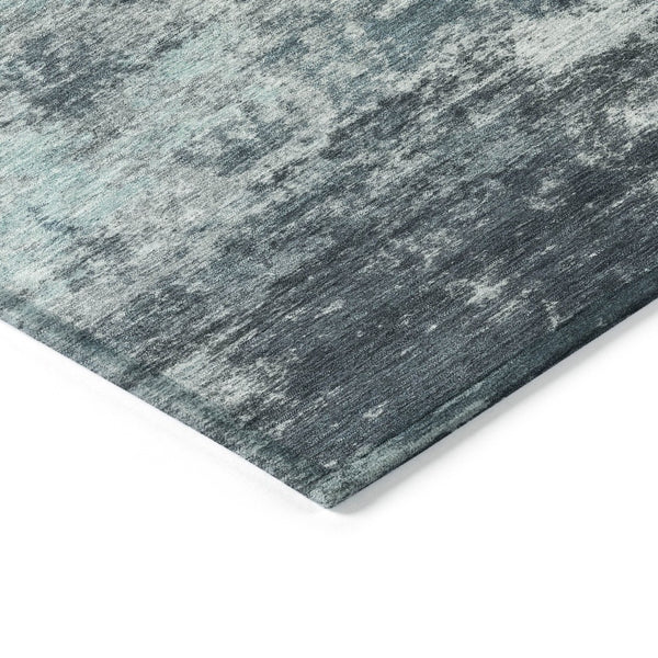 HomeRoots 5' Vibrant Teal and Navy Abstract Area Rug – Durable, Washable, Ideal for Indoor and Outdoor Spaces 9' X 12' 630661