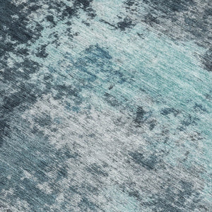HomeRoots 5' Vibrant Teal and Navy Abstract Area Rug – Durable, Washable, Ideal for Indoor and Outdoor Spaces 10' X 14' 630662