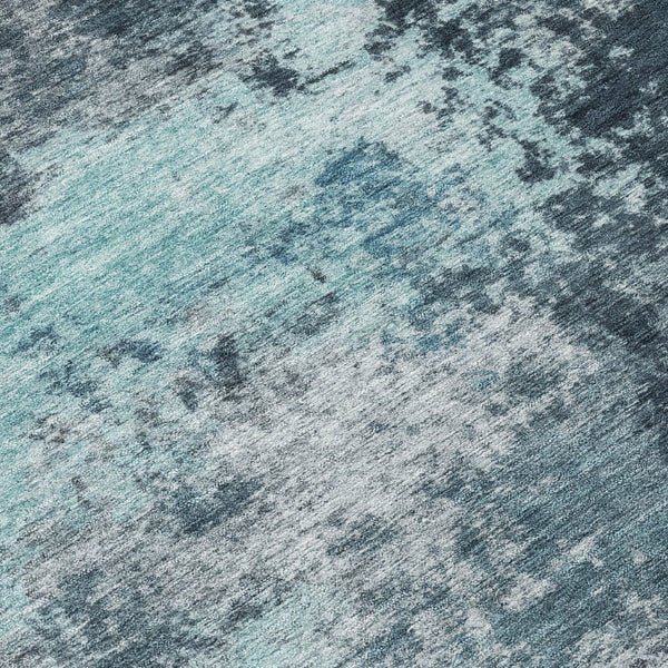 HomeRoots 5' Vibrant Teal and Navy Abstract Area Rug – Durable, Washable, Ideal for Indoor and Outdoor Spaces 10' X 14' 630662