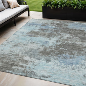 HomeRoots 5' Contemporary Taupe and Sky Blue Abstract Washable Area Rug for Indoor and Outdoor Spaces 5' X 8' 630664
