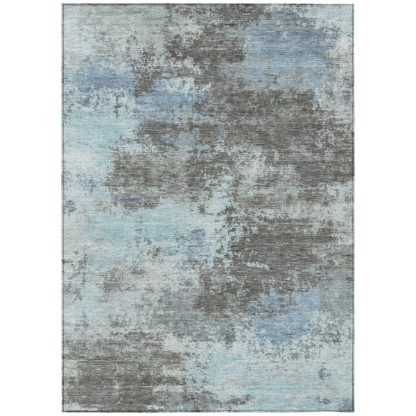 HomeRoots 5' Contemporary Taupe and Sky Blue Abstract Washable Area Rug for Indoor and Outdoor Spaces 5' X 8' 630664