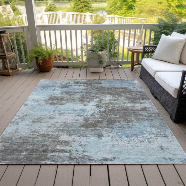 HomeRoots 5' Contemporary Taupe and Sky Blue Abstract Washable Area Rug for Indoor and Outdoor Spaces 5' X 8' 630664