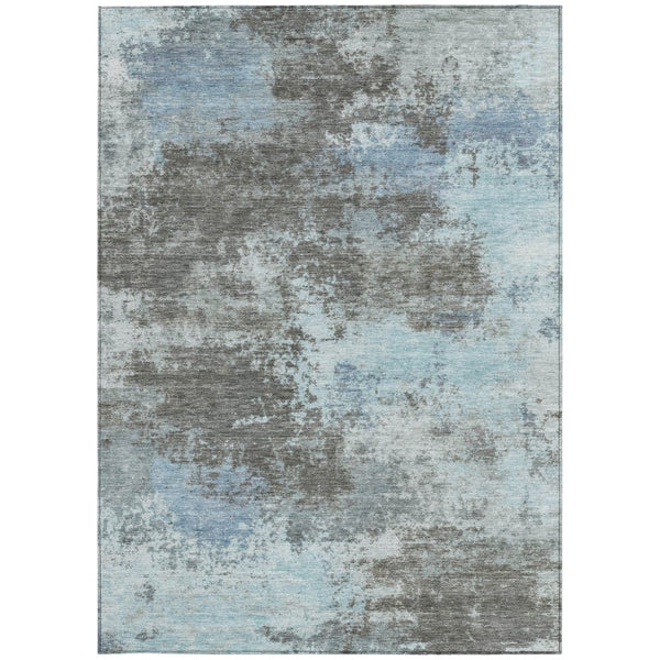HomeRoots 5' Contemporary Taupe and Sky Blue Abstract Washable Area Rug for Indoor and Outdoor Spaces 8' X 10' 630666