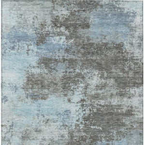 HomeRoots 5' Contemporary Taupe and Sky Blue Abstract Washable Area Rug for Indoor and Outdoor Spaces 9' X 12' 630667