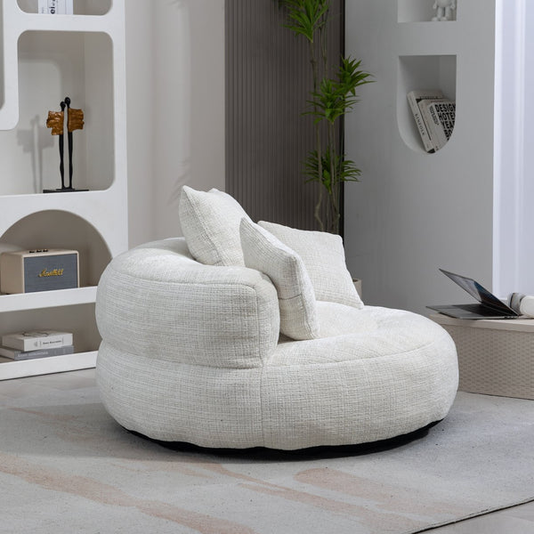 English Elm Lazy Sofa Oversized Ergonomic Bean Bag Lounger with High Wrap Back, Plush Chenille Foam Comfort for Living Room, Bedroom, Office Beige W395P252048