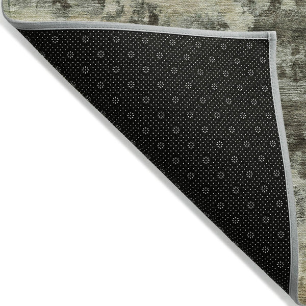 HomeRoots 5' Modern Brown and Beige Abstract Area Rug - Washable, Durable, Indoor/Outdoor Versatile Design 8' Round 630671