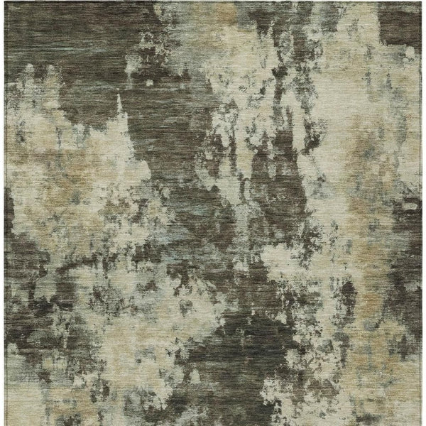 HomeRoots 5' Modern Brown and Beige Abstract Area Rug - Washable, Durable, Indoor/Outdoor Versatile Design 8' X 10' 630672