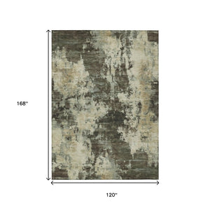 HomeRoots 5' Modern Brown and Beige Abstract Area Rug - Washable, Durable, Indoor/Outdoor Versatile Design 10' X 14' 630674