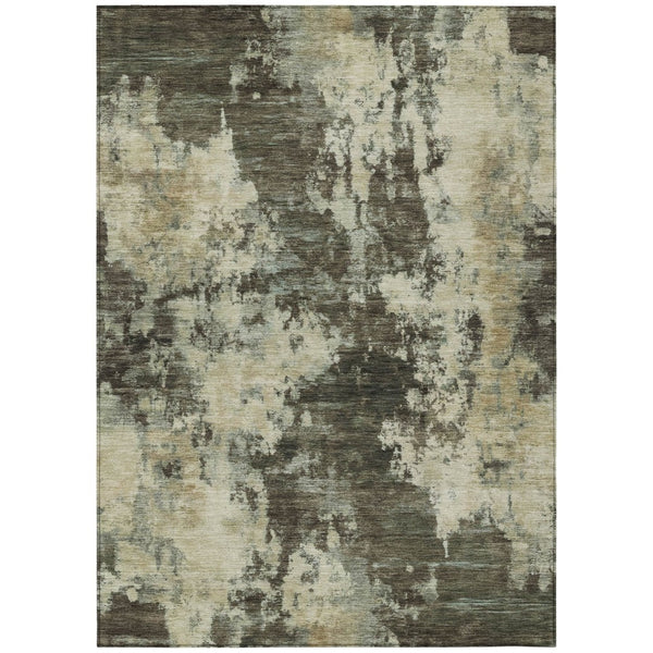 HomeRoots 5' Modern Brown and Beige Abstract Area Rug - Washable, Durable, Indoor/Outdoor Versatile Design 10' X 14' 630674