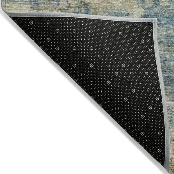 HomeRoots 5' Blue and Beige Abstract Area Rug - Stylish, Washable, Indoor/Outdoor, Durable Design for Any Space 5' X 8' 630676