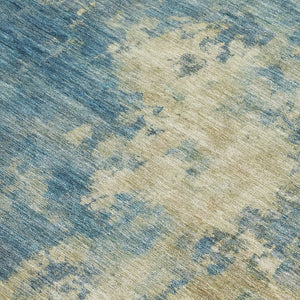 HomeRoots 5' Blue and Beige Abstract Area Rug - Stylish, Washable, Indoor/Outdoor, Durable Design for Any Space 10' X 14' 630680