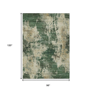 HomeRoots 5' Enhance Your Space with a Fern Green and Beige Abstract Washable Area Rug for Indoor & Outdoor Use 8' X 10' 630684