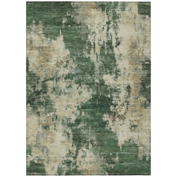 HomeRoots 5' Enhance Your Space with a Fern Green and Beige Abstract Washable Area Rug for Indoor & Outdoor Use 10' X 14' 630686