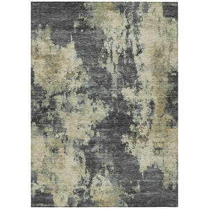 HomeRoots 5' Gray and Beige Abstract Washable Area Rug – Versatile Indoor Outdoor Durable Design for Any Space 8' X 10' 630690