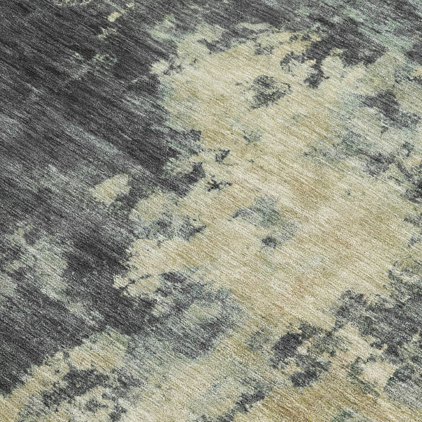 HomeRoots 5' Gray and Beige Abstract Washable Area Rug – Versatile Indoor Outdoor Durable Design for Any Space 10' X 14' 630692
