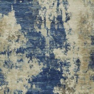 HomeRoots 5' Abstract Navy Blue and Beige Area Rug - Durable, Washable for Indoor and Outdoor Use, Stylish Design 5' X 8' 630694
