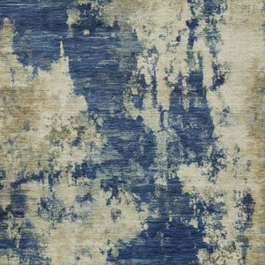 HomeRoots 5' Abstract Navy Blue and Beige Area Rug - Durable, Washable for Indoor and Outdoor Use, Stylish Design 8' X 10' 630696