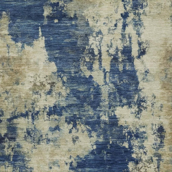 HomeRoots 5' Abstract Navy Blue and Beige Area Rug - Durable, Washable for Indoor and Outdoor Use, Stylish Design 8' X 10' 630696