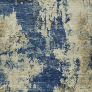 HomeRoots 5' Abstract Navy Blue and Beige Area Rug - Durable, Washable for Indoor and Outdoor Use, Stylish Design 9' X 12' 630697