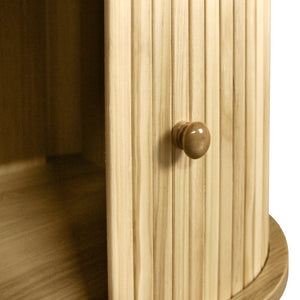 English Elm Rattan Modern Farmhouse TV Stand for TVs up to 75" – Sliding Doors, Rattan Drawers, Solid Wood Legs N710P174917Q