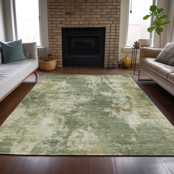HomeRoots 5' Sage and Beige Abstract Area Rug - Stylish, Durable, Washable for Indoor and Outdoor Spaces 5' X 8' 630700