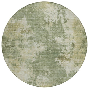 HomeRoots 5' Sage and Beige Abstract Area Rug - Stylish, Durable, Washable for Indoor and Outdoor Spaces 8' Round 630701