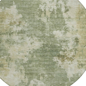 HomeRoots 5' Sage and Beige Abstract Area Rug - Stylish, Durable, Washable for Indoor and Outdoor Spaces 8' Round 630701