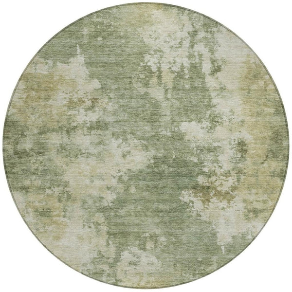 HomeRoots 5' Sage and Beige Abstract Area Rug - Stylish, Durable, Washable for Indoor and Outdoor Spaces 8' Round 630701