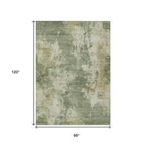 HomeRoots 5' Sage and Beige Abstract Area Rug - Stylish, Durable, Washable for Indoor and Outdoor Spaces 8' X 10' 630702