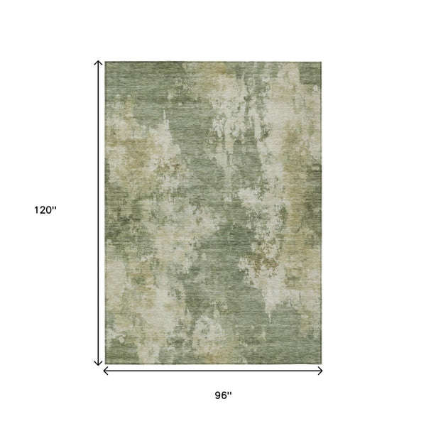 HomeRoots 5' Sage and Beige Abstract Area Rug - Stylish, Durable, Washable for Indoor and Outdoor Spaces 8' X 10' 630702