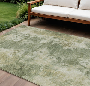 HomeRoots 5' Sage and Beige Abstract Area Rug - Stylish, Durable, Washable for Indoor and Outdoor Spaces 8' X 10' 630702