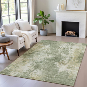HomeRoots 5' Sage and Beige Abstract Area Rug - Stylish, Durable, Washable for Indoor and Outdoor Spaces 9' X 12' 630703