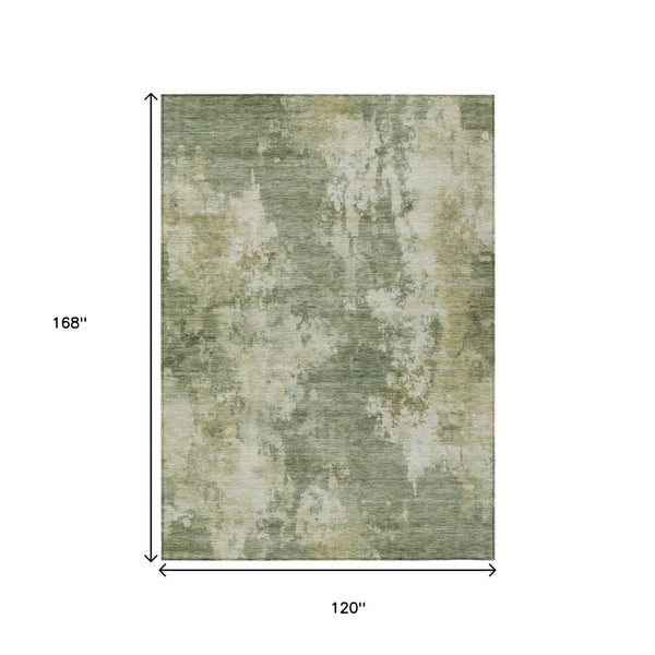 HomeRoots 5' Sage and Beige Abstract Area Rug - Stylish, Durable, Washable for Indoor and Outdoor Spaces 10' X 14' 630704