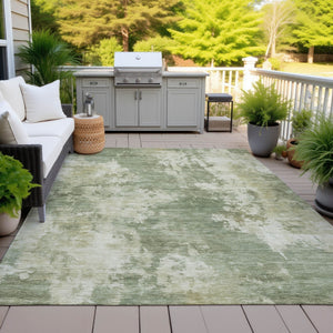 HomeRoots 5' Sage and Beige Abstract Area Rug - Stylish, Durable, Washable for Indoor and Outdoor Spaces 10' X 14' 630704