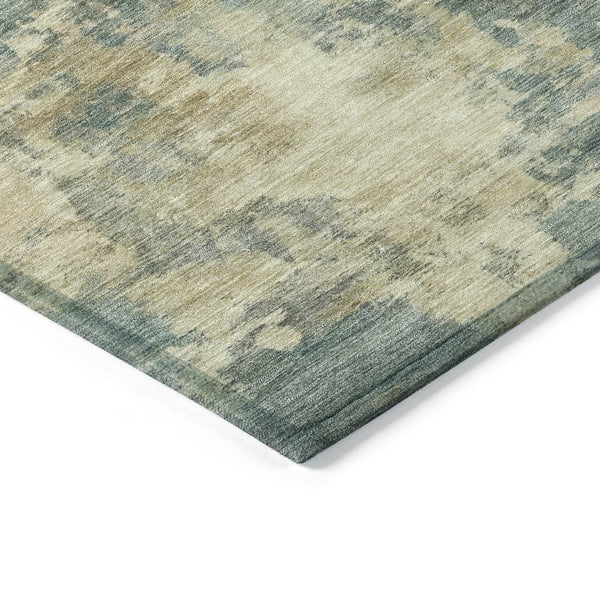 HomeRoots 5' Teal Blue and Beige Abstract Area Rug – Durable, Washable Design for Indoor and Outdoor Use 5' X 8' 630706