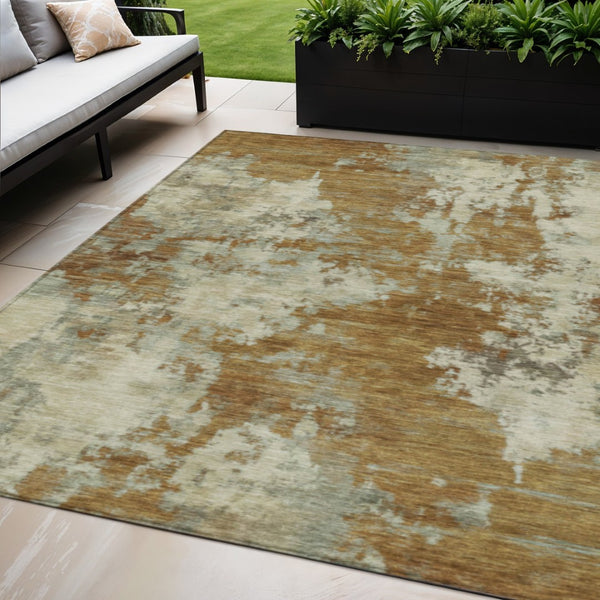 HomeRoots 5' Terra Cotta and Beige Abstract Indoor Outdoor Area Rug - Stylish, Washable, and Durable Décor Solution 5' X 8' 630712
