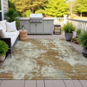HomeRoots 5' Terra Cotta and Beige Abstract Indoor Outdoor Area Rug - Stylish, Washable, and Durable Décor Solution 5' X 8' 630712