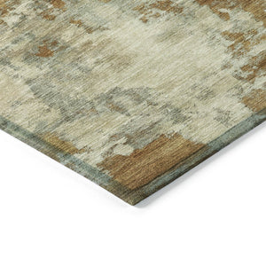 HomeRoots 5' Terra Cotta and Beige Abstract Indoor Outdoor Area Rug - Stylish, Washable, and Durable Décor Solution 8' Round 630713