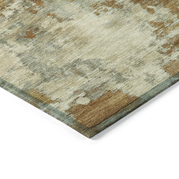 HomeRoots 5' Terra Cotta and Beige Abstract Indoor Outdoor Area Rug - Stylish, Washable, and Durable Décor Solution 8' Round 630713