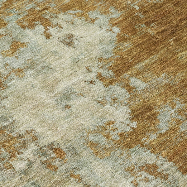 HomeRoots 5' Terra Cotta and Beige Abstract Indoor Outdoor Area Rug - Stylish, Washable, and Durable Décor Solution 8' Round 630713