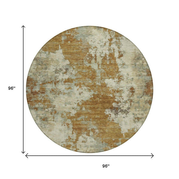 HomeRoots 5' Terra Cotta and Beige Abstract Indoor Outdoor Area Rug - Stylish, Washable, and Durable Décor Solution 8' Round 630713