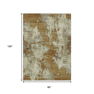 HomeRoots 5' Terra Cotta and Beige Abstract Indoor Outdoor Area Rug - Stylish, Washable, and Durable Décor Solution 8' X 10' 630714