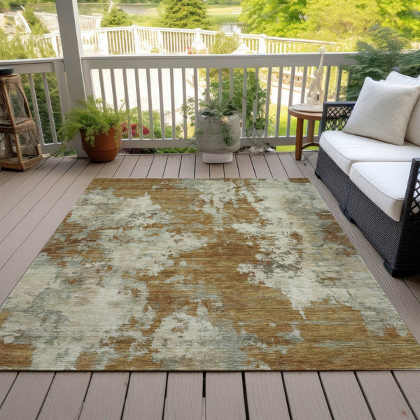HomeRoots 5' Terra Cotta and Beige Abstract Indoor Outdoor Area Rug - Stylish, Washable, and Durable Décor Solution 9' X 12' 630715