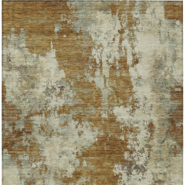 HomeRoots 5' Terra Cotta and Beige Abstract Indoor Outdoor Area Rug - Stylish, Washable, and Durable Décor Solution 10' X 14' 630716