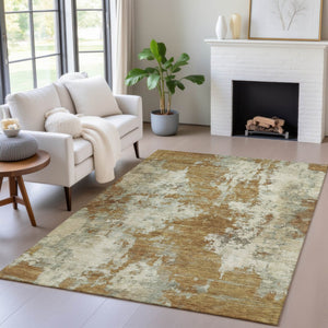 HomeRoots 5' Terra Cotta and Beige Abstract Indoor Outdoor Area Rug - Stylish, Washable, and Durable Décor Solution 10' X 14' 630716