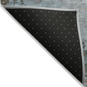 HomeRoots 5' Brown and Blue Abstract Area Rug – Stylish, Durable, Washable Indoor/Outdoor Rug for All Spaces 8' Round 630719