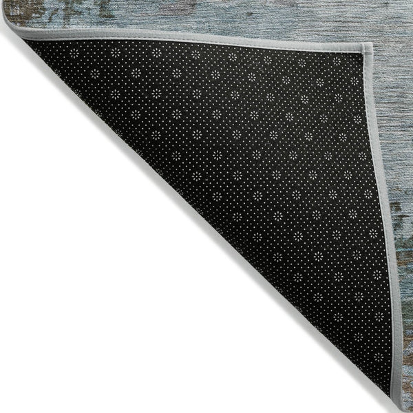 HomeRoots 5' Brown and Blue Abstract Area Rug – Stylish, Durable, Washable Indoor/Outdoor Rug for All Spaces 8' Round 630719