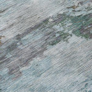 HomeRoots 5' Brown and Blue Abstract Area Rug – Stylish, Durable, Washable Indoor/Outdoor Rug for All Spaces 8' Round 630719