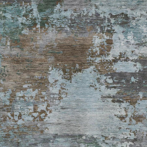 HomeRoots 5' Brown and Blue Abstract Area Rug – Stylish, Durable, Washable Indoor/Outdoor Rug for All Spaces 8' X 10' 630720
